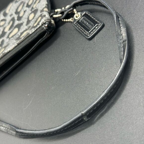 Pre Loved Coach Madison Ocelot-Silver and Black Leopard Print Wristlet - Picture 7 of 15